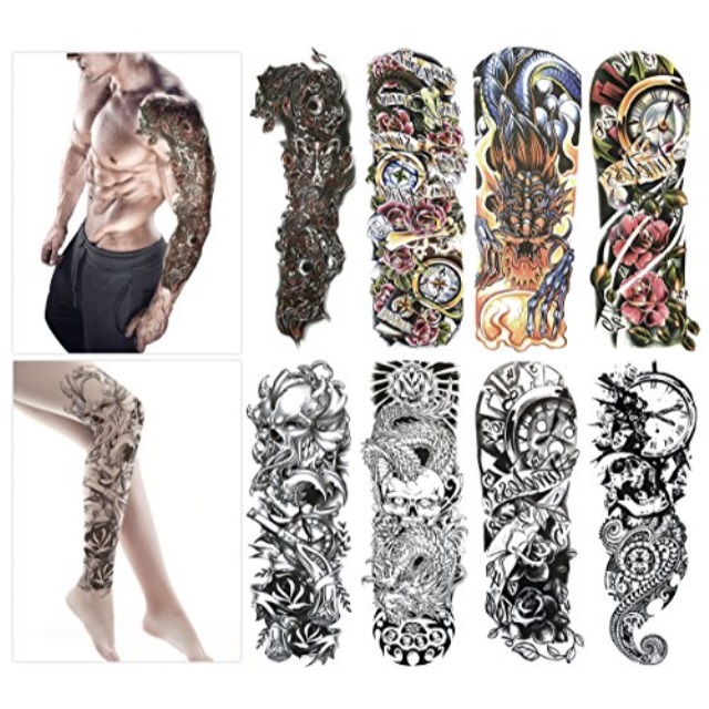 Non Toxic Tattoo Shop Near Me N-Green Fashion Temporary Tattoo Transfer Stickers - 8 Sheets Large