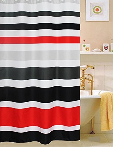 Spring Home Fabric Shower Curtain Multi, Black And Red Shower Curtain