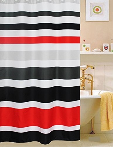 Spring Home Fabric Shower Curtain Multi Color Striped Black Red Spring Home Fabric Shower Curtain Multi, Grey And Red Shower Curtain