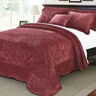 Home Soft Things Serenta Super Soft Microplush Quilted 4 Piece Bedspread Set, Queen, Burgundy Home Soft Things Serenta Super Soft Microplush Quilted 4 Piece Bedspread Set, Queen, Burgundy