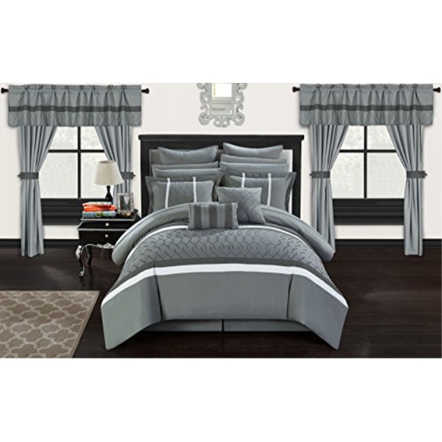 Chic Home Cs2875an Dinah 24 Piece Bed In A Bag Comforter Set Grey King Chic Home Cs2875an Dinah 24 Piece Bed, 24 Piece Bed In A Bag King