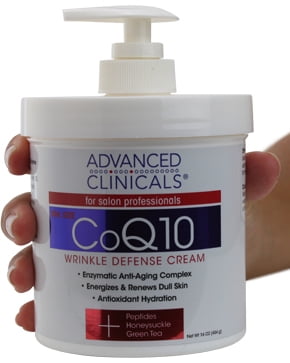 Photo 1 of Advanced Clinicals CoQ10 Wrinkle Defense Cream w/ Peptides, Honeysuckle, Green Tea. Anti-wrinkle cream moisturizes dry, aging