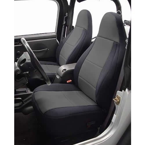COVERKING Coverking Custom Fit Seat Cover for Jeep Wrangler TJ 2-Door - ( Neoprene Black/Charcoal)