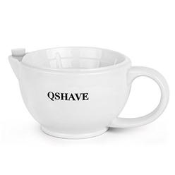 QSHAVE Shaving Scuttle Mug - Keep Lather Always Warm - White Large Deep Size Bowl Handmade Pottery Cup (White)