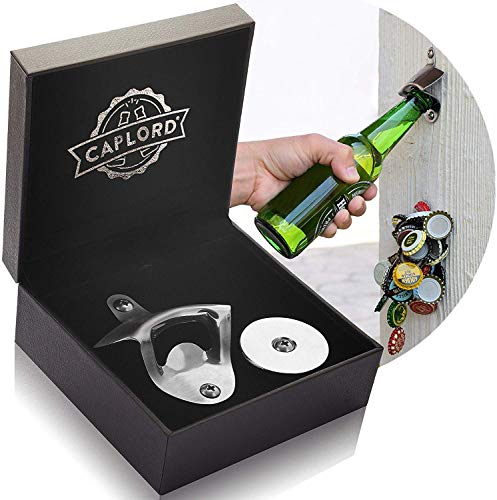 Caplord Bottle Opener Wall Mounted With Magnetic Cap Catcher Unique Beer Gifts For Men Great Birthday Dad Boyfriend - Unusual Wall Mounted Bottle Openers