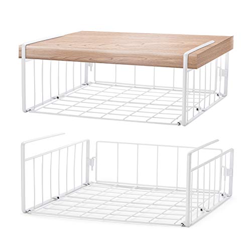 Simple Trending Simpletrending Under Cabinet Organizer Shelf 2 Pack Wire Rack Hanging Storage Baskets For Kitchen Pantry White