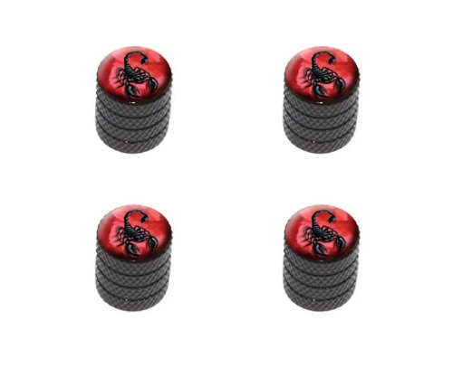 graphics and More Scorpion on Red - Bug Insect Venom Poisonous Tire Rim Wheel Aluminum Valve Stem caps - Black color