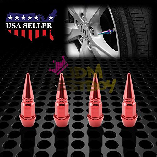 JDMBESTBOY 4Pcs Red Long Spike Tire Valve Stem caps Metal Thread Wheel Tires TVc20