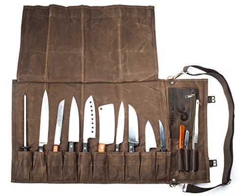Everpride Chef Knife Roll Bag Holds, Leather Chef Knife Case