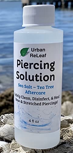 Urban ReLeaf Piercing Solution ! Healing Sea Salts & Tea Tree AFTERCARE 4 oz, Ready to use. Safely Clean, Disinfect & Heal New &