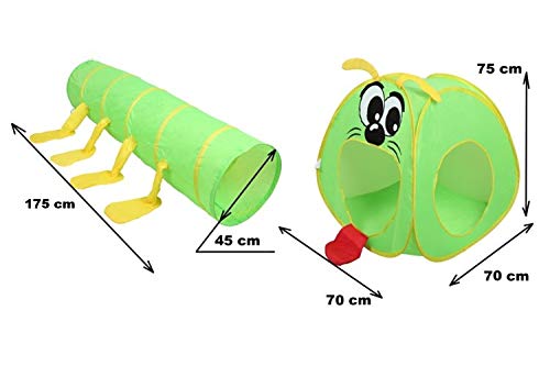 POCO DIVO Big Mouth Caterpillar Tent 2pc Pop-up Children Play Tunnel Kids Discovery Station by POCO DIVO