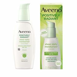 Aveeno Positively Radiant Sheer Daily Moisturizing Lotion for Dry Skin with Total Soy Complex and SPF 30 Sunscreen, Oil-Free and