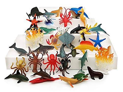HAFUZIYN Ocean Sea Animal, Assorted Mini Sea Creatures Toys Set, Realistic  Underwater Sea Animals Figure Bath