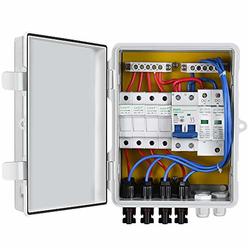 ECO-WORTHY 4 String PV Combiner Box with Lightning Arreste, 10A Rated Current Fuse and Circuit Breakers for On/Off Grid Solar Pa