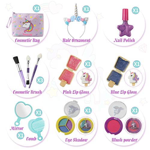 Tokia Kids Makeup Kit for Girls with Cosmetic Bag(Unicorn Set)