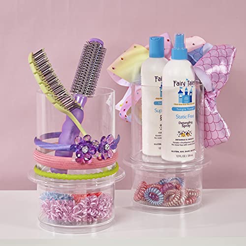 STORi Stackable Clear Plastic Headband and Hairbrush Holder with Accessory Compartment and Lid
