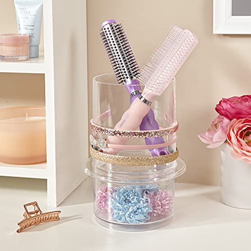 Stori STORi Stackable Clear Plastic Headband and Hairbrush Holder with  Accessory Compartment and Lid