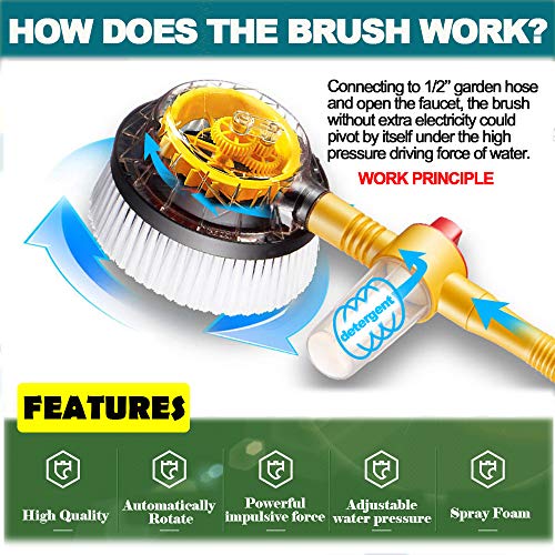 Fochutech Car Wash Brush, Car Cleaning Kit, 360? Spin Car Mop, Microfiber Car Cleaning?Brush, Detachable & Extendable?Scrub Brus