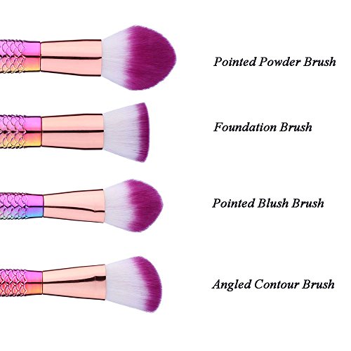 BTYMS 10pcs Mermaid Makeup Brush Set Colorful Cosmetics ...