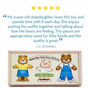 Expect Actuator for me Melissa & Doug Mix n Match Wooden Bear Family Dress-Up Puzzle With Storage  Case (45 pcs)