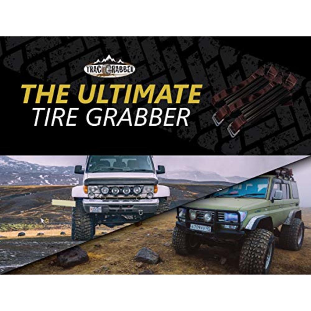TRACGRABBER Tire Traction Device for Snow, Mud and Sand ??for Oversized Tires on Trucks/SUVs, Set of 2 ??Easy to Install, Get Un