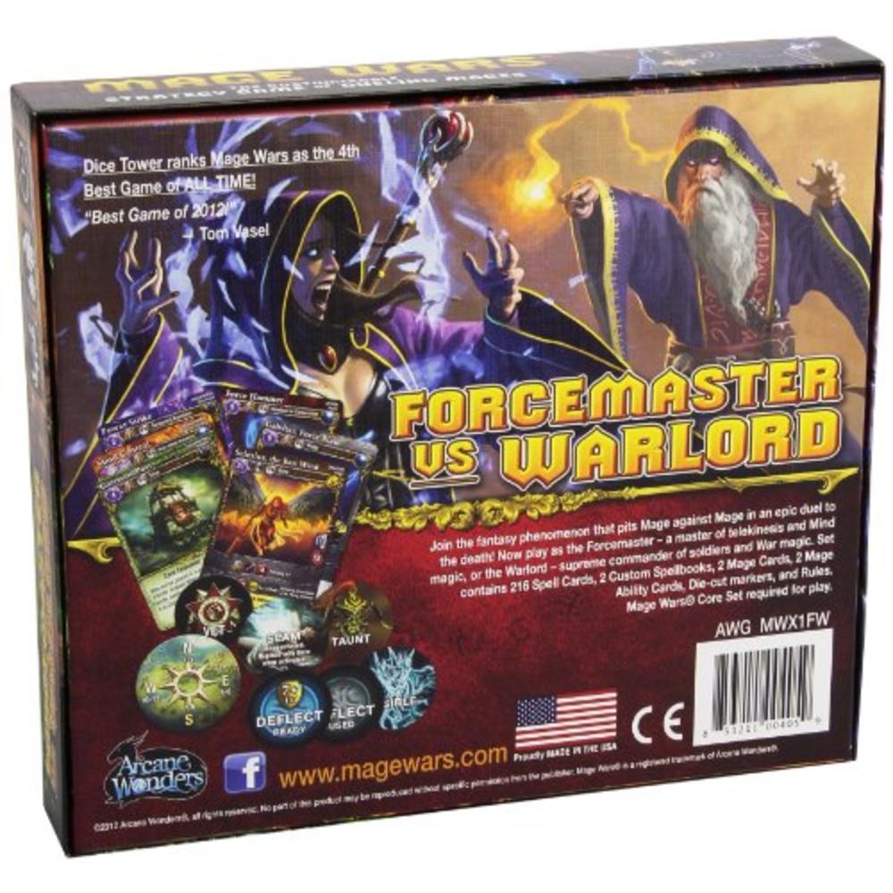 Arcane Wonders Mage Wars Forcemaster vs. Warlord Expansion Board Game
