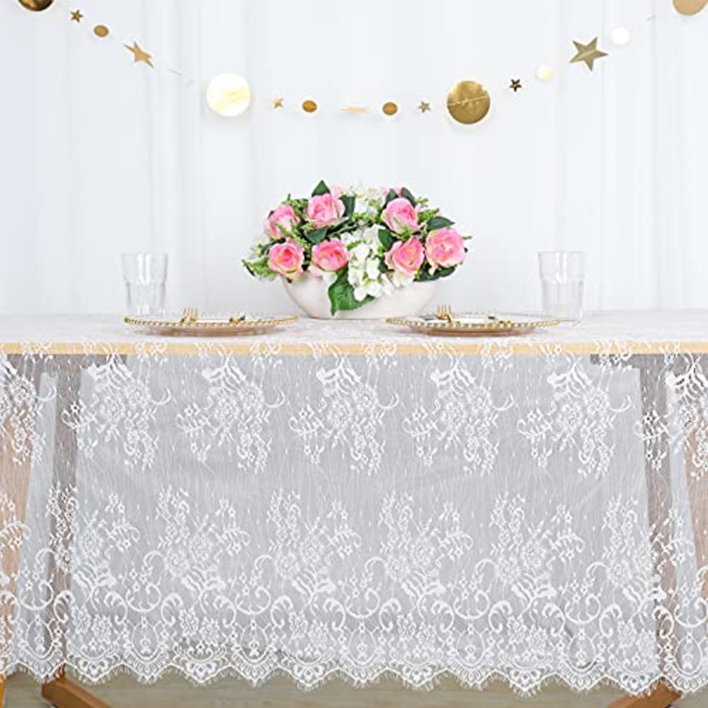 Pardecor Lace-Tablecloth-Rectangular 60x120-Inch Vintage Table Cloth Rectangle Lace Tablecloth Wedding Kitchen Dining Coffee Table Cover 