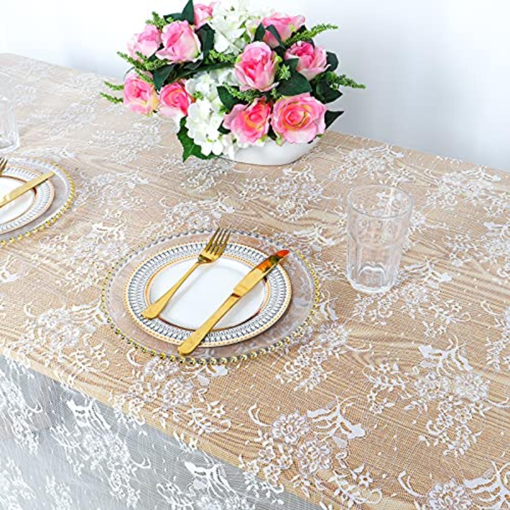 Pardecor Lace-Tablecloth-Rectangular 60x120-Inch Vintage Table Cloth Rectangle Lace Tablecloth Wedding Kitchen Dining Coffee Table Cover 