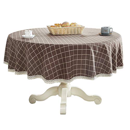 Bettery Heavy Weight Cotton Linen Tablecloth Lace Plaid Round Table Cloth For Kitchen Dining Room Tabletop Decoration 48 Roun Bettery Heavy Weight Cotton, 48 Round Table Protector