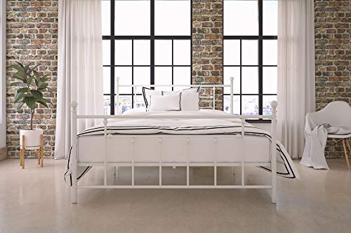 Dorel Dhp Manila Metal Bed With, White Metal Queen Headboard And Footboard