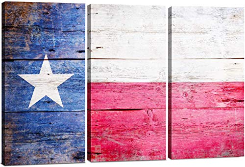 Lovely Home Essentials Texas Flag Canvas Wall Art Decor 3 Piece Set Large Decorative Multi Panel Split Prints Lone Star State Rust - Texas State Flag Home Decor