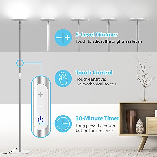 Trond Led Torchiere Floor Lamp Modern Pole Light Dimmable 30w 5500k Natural Daylight Not Warm Yellow Max 5000lm 71 Inch Trond Led Torchiere Floor Lamp Modern, Trond Led Floor Lamp