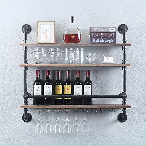 Zaizhuo Industrial Pipe Shelf Wine Rack, Wall Mounted Glass Shelves For Bar