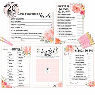 MAMA PEG Bridal Shower Game Bundle - 5 Floral Vintage Themed ...