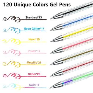 Shuttle Art 120 Unique Colors (No Duplicates) Gel Pens Gel Pen Set