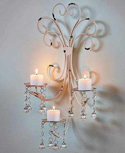 Knl Wall Chandelier Candle Holder Sconce Shabby Chic Elegant Scrollwork Decorative Metal Vintage Style Home Acc Knl Wall Chandelier Candle Holder, Small Chandelier Tea Light Holder