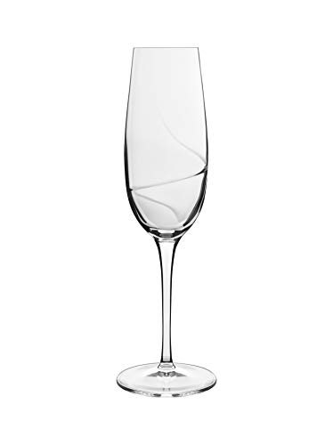 Luigi Bormioli Aero 8 oz Flutes Sparkling Wine Glasses, Set of 6, Clear
