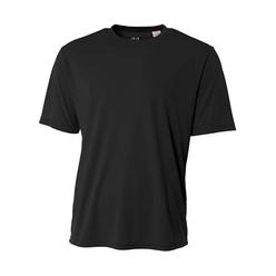 A4 Mens Cooling Performance Crew Short Sleeve T-Shirt, Black, Large