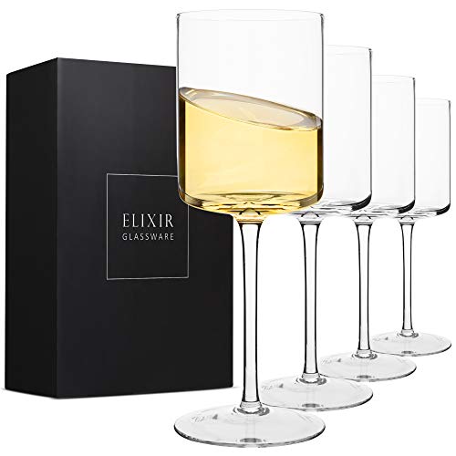 Elixir Glassware Crystal Wine Glasses - Set of 4 - 14 oz Stemware - Red Wine & White Wine Entertaining Drinkware - 100% Lead-Fre