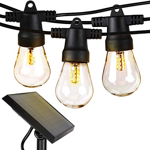 Brightech Ambience Pro - Waterproof, Solar Powered Outdoor String Lights - 27 Ft Vintage Edison Bulbs Create Bistro Ambience On 