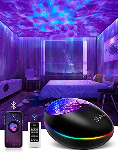 Mubarek Galaxy Projector, Skylight Ocean Wave Galaxy Light for Adults Kids Bedroom, Star Projector Night Light with White Noise,