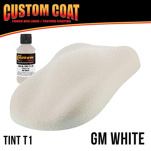 Custom Shop Custom Coat GM White 2 Gallon (8 Quart) Urethane Spray-On Truck Bed Liner Kit with Spray Gun and Regulator - Easy Mixing, Shake,