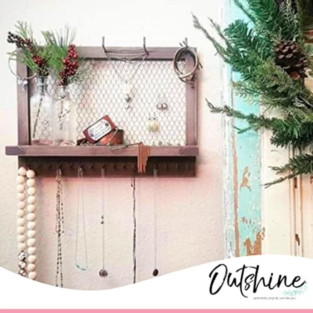 Outshine Large Farmhouse Wall Jewelry Organizer and Wall Decor (Rustic/Gold) | Vintage Wall Organizer For Earrings, Necklaces, B