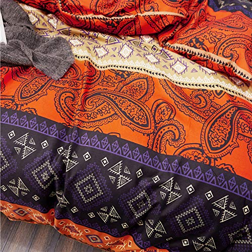 LAMEJOR Duvet Cover Sets Queen Size Bohemia Exotic Pattern Vibrant Color Luxury Soft Bedding Set Comforter Cover(1 Duvet Cover+2