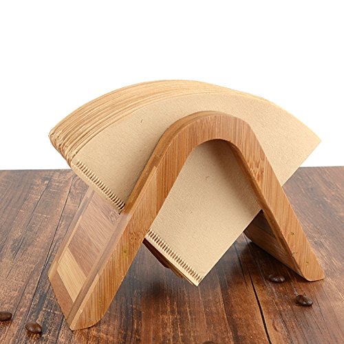 BAIYUN Bamboo Coffee Filter Holder Coffee Paper Storage Rack Coffee Filter Paper Container Stand Size 4 Filter Paper Holder (Type A)