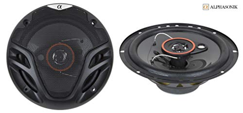 Alphasonik Pair Alphasonik AS26 6.5 inch 350 Watts Max 3-Way Car Audio Full Range Coaxial Speakers with Universal Mounting Holes for Easy I
