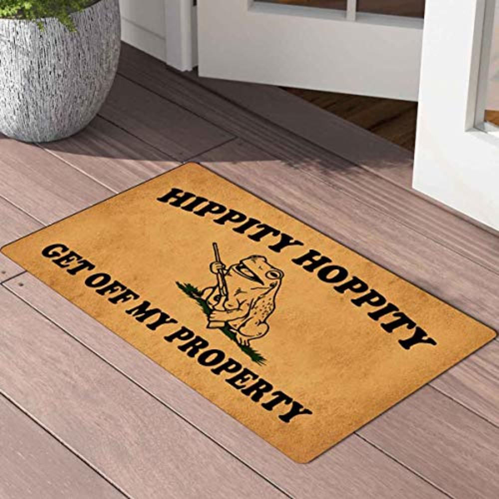 foto glas Wakker worden LHMUYU Home Decor Hippity Hoppity Get Off My Property Welcome Mat with  Rubber Backing Doormat Entrance