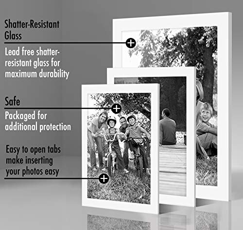 Americanflat 10 Piece White Gallery Wall Picture Frame Set in 8x10, 5x7, and 4x6 - Composite Wood with Shatter Resistant Glass -
