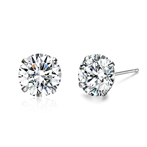 SBLING Platinum Plated Sterling Silver Stud Earrings Made with Swarovski Crystals(3.75ct)