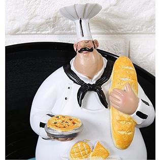 KiaoTime 150584QT Set of 2 Italian Chef Figurines Kitchen Decor Adorable  Cooking Fat Chef Wall Art Hanging Sign Kitchen Wall Sig